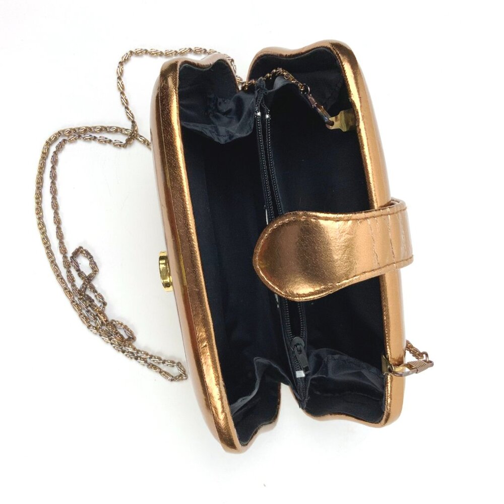 Vintage La Regale Rose Gold Clutch Hard Case Crossbody Chain Strap - Picture 12 of 16